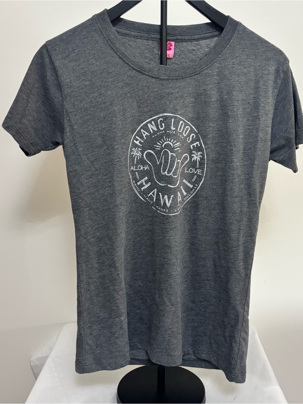 Island Girl Hang Loose Hawaii Graphic Tee - Charcoal Gray Youth XL